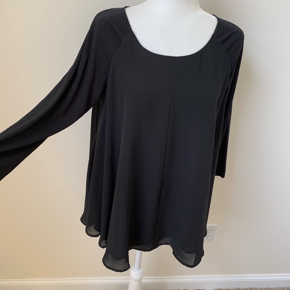 NWT Linea by Louis Dell’Olio Black Flowy Blouse - Picture 2 of 6